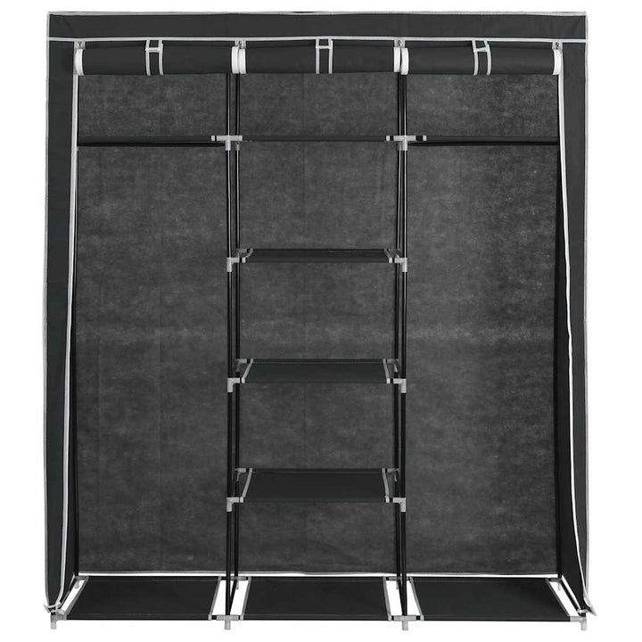 klædeskab med rum og tøjstænger 150 x 45 x 175 cm stof sort