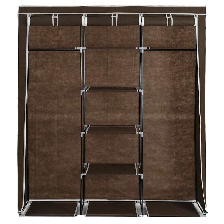 klædeskab med rum og tøjstang 150 x 45 x 175 cm stof brun