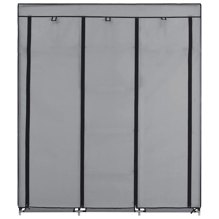 klædeskab med rum og tøjstænger 150 x 45 x 175 cm stof grå
