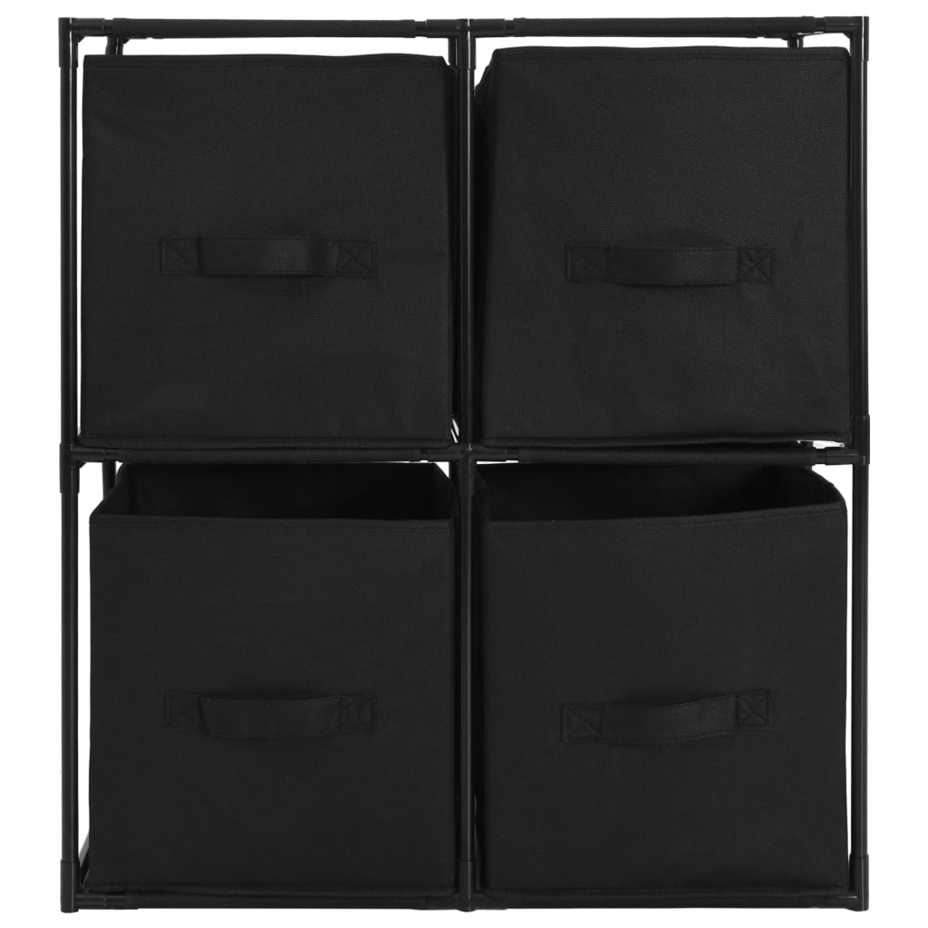 reol med 4 stofkurve 63x30x71 cm stål sort