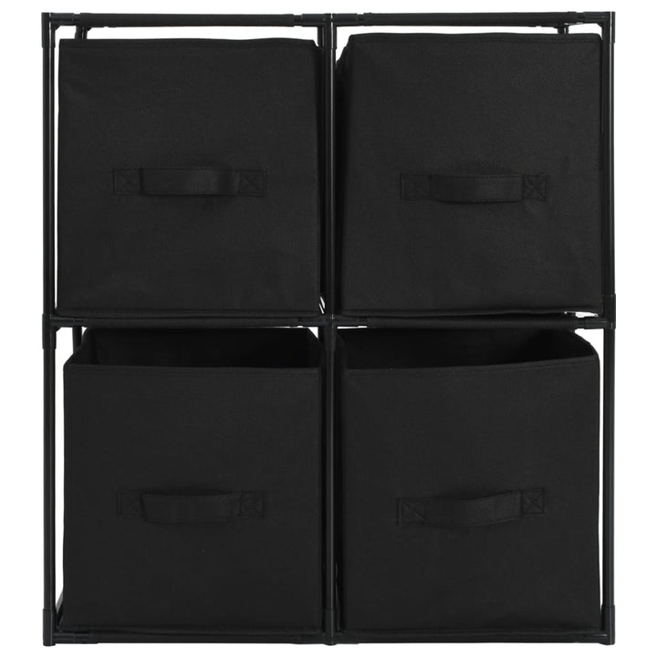 reol med 4 stofkurve 63x30x71 cm stål sort
