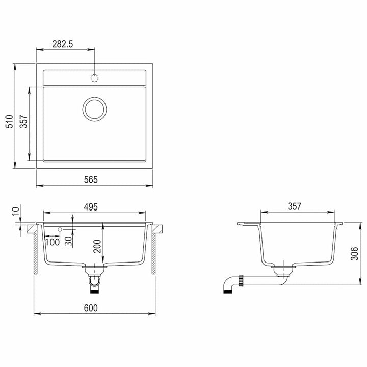 køkkenvask granit enkelt vask hvid