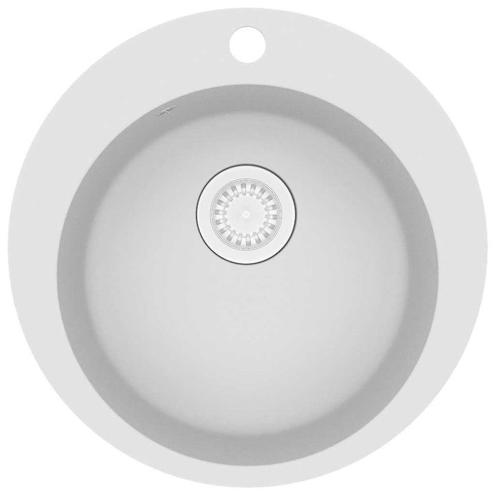 køkkenvask granit enkelt vask rund hvid