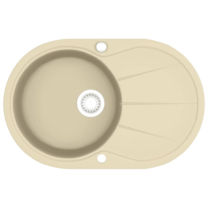 køkkenvask granit enkelt vask oval beige