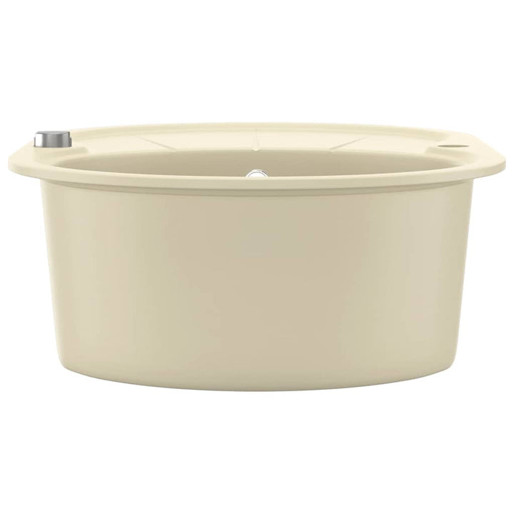 køkkenvask granit enkelt vask oval beige