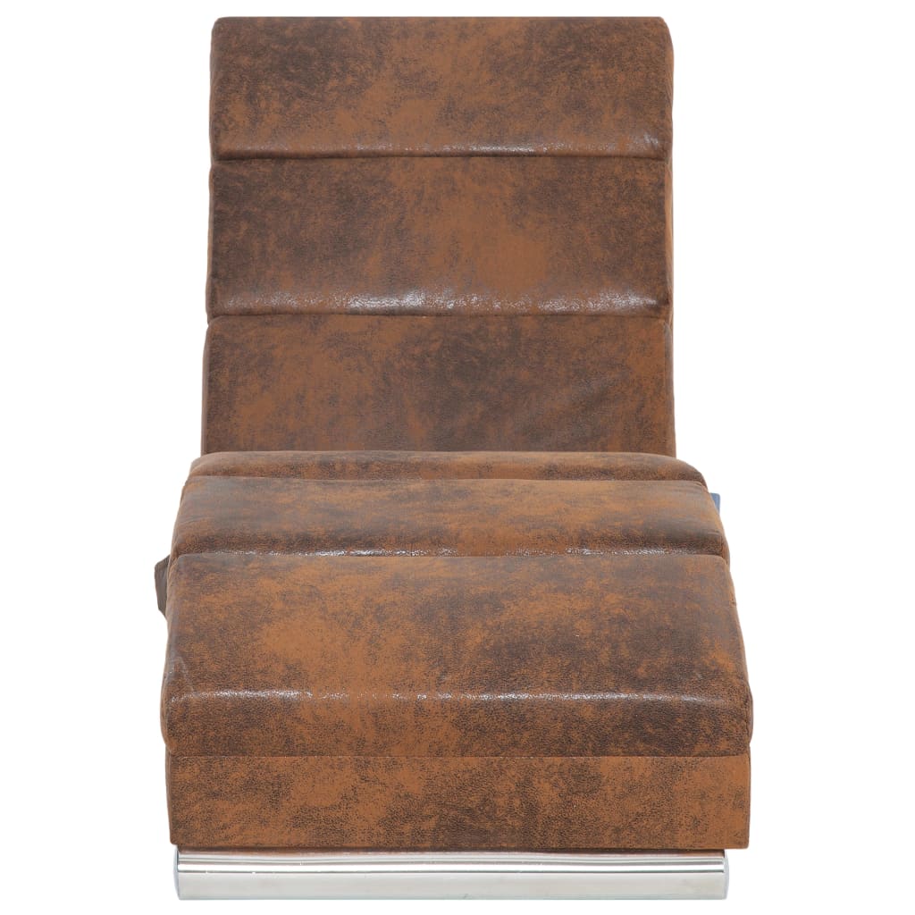 massagechaiselong imiteret ruskind brun