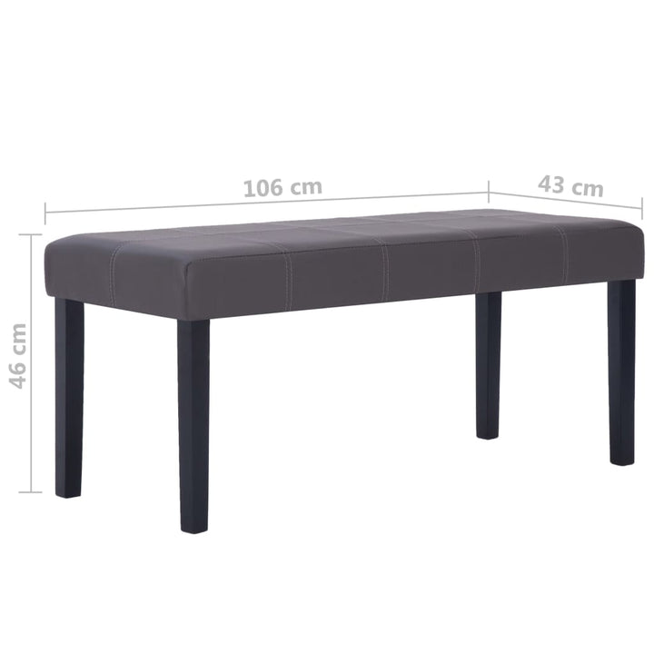 bænk i kunstlæder 106 cm grå