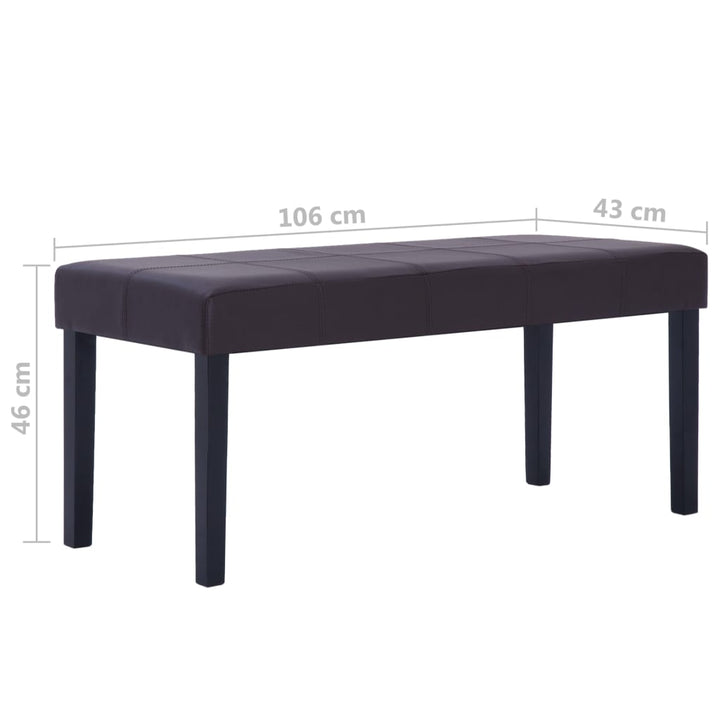 bænk i kunstlæder 106 cm brun
