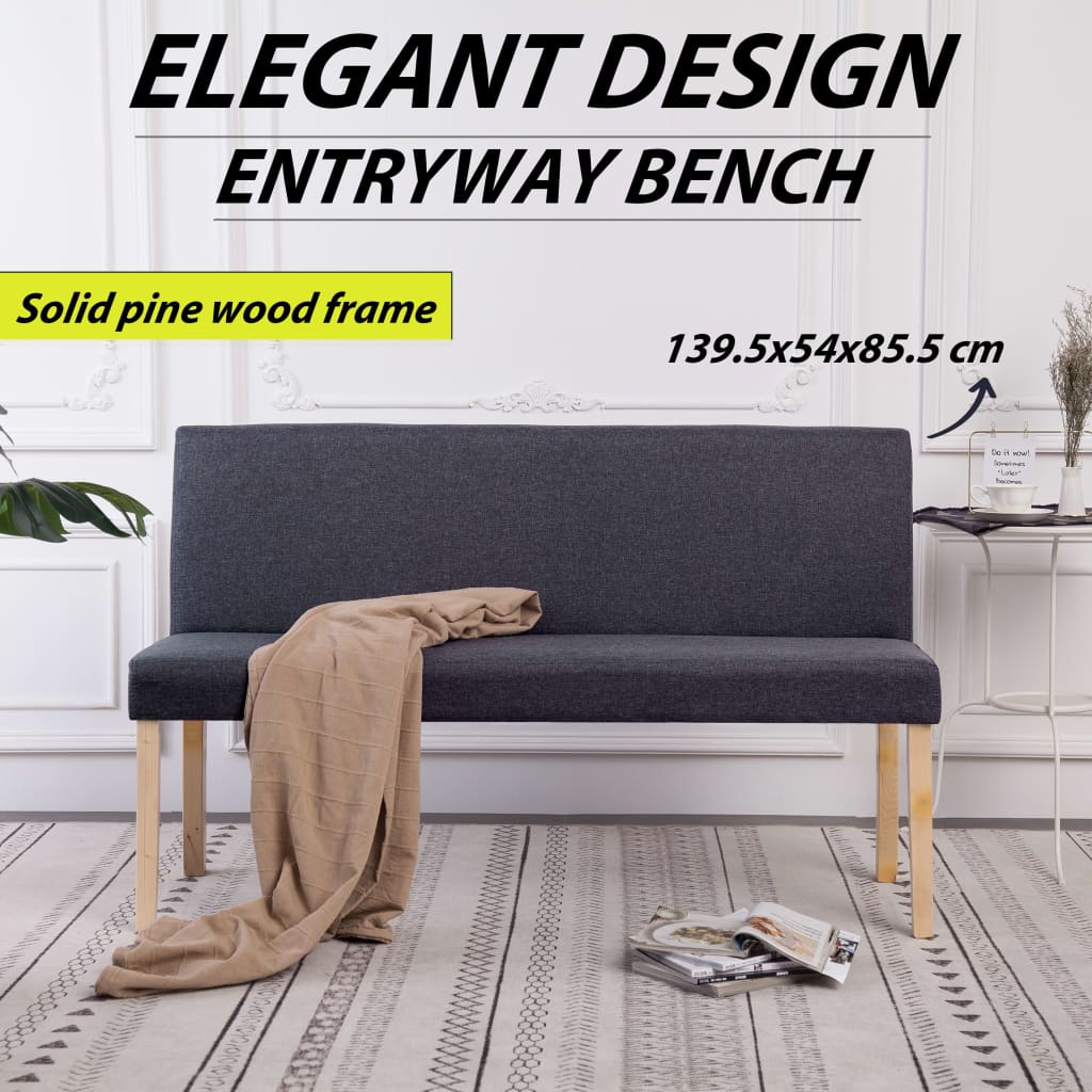 bænk 139,5 cm polyester mørkegrå