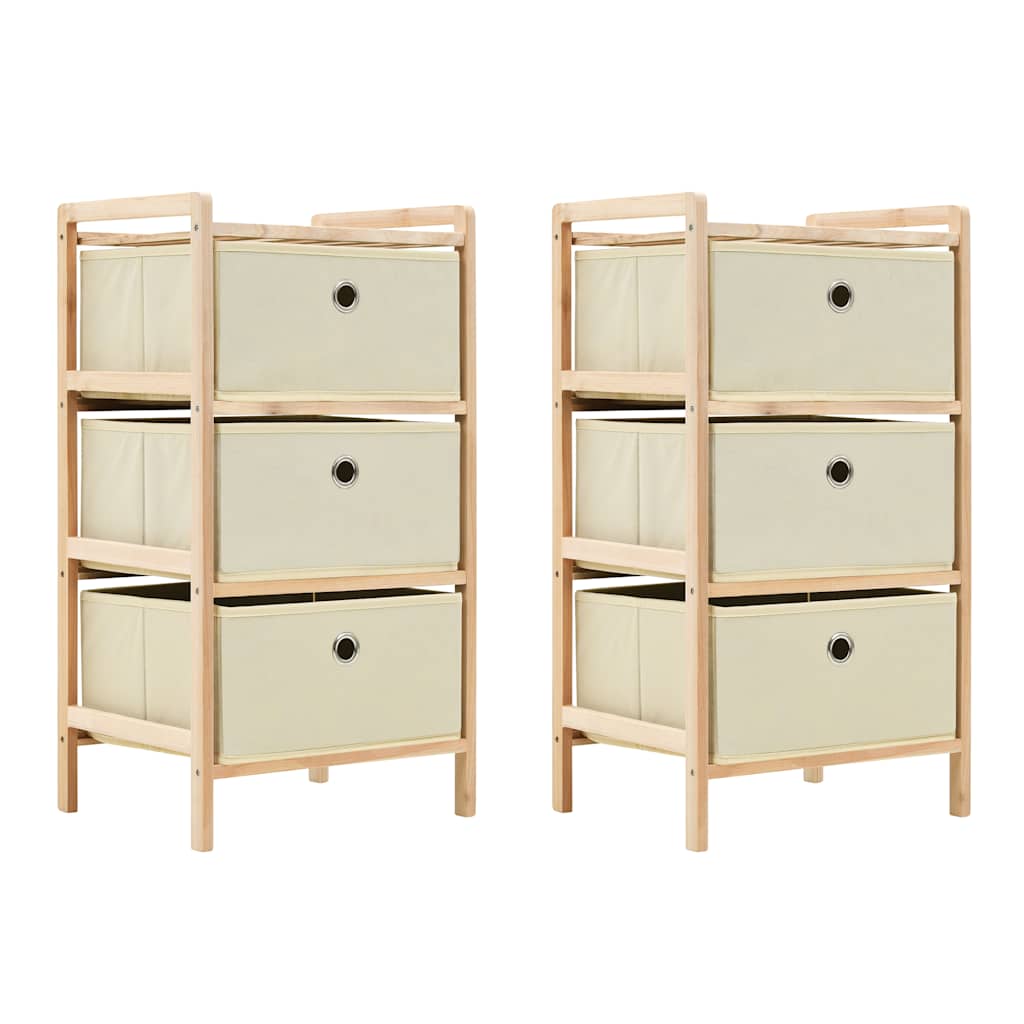opbevaringsstativer med 3 stofkurve 2 stk. cedertræ beige