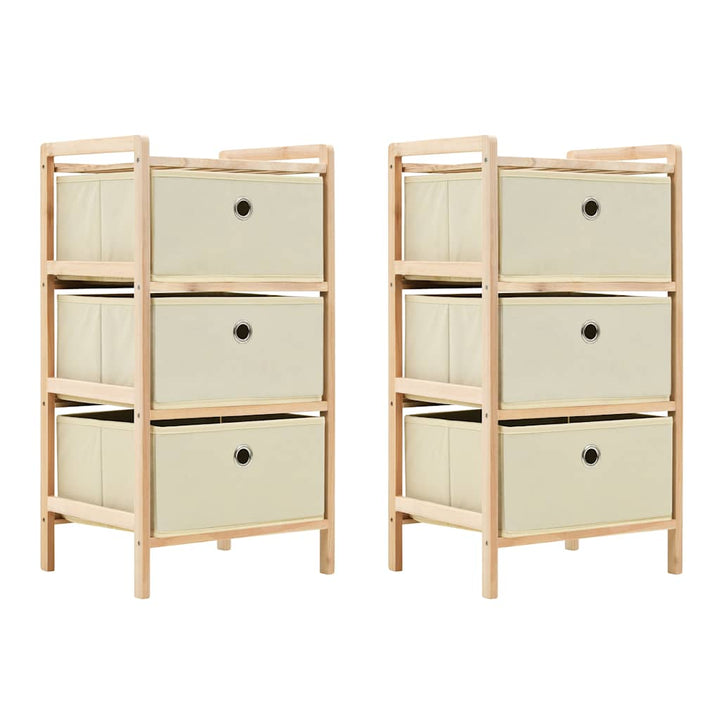 opbevaringsstativer med 3 stofkurve 2 stk. cedertræ beige
