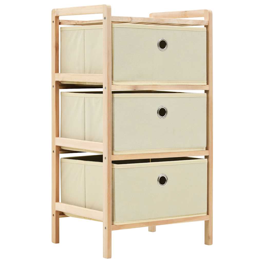 opbevaringsstativer med 3 stofkurve 2 stk. cedertræ beige