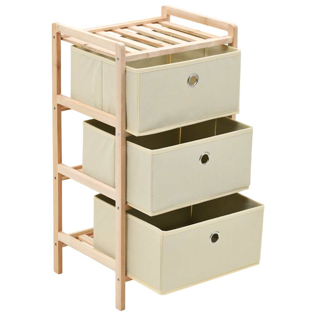 opbevaringsstativer med 3 stofkurve 2 stk. cedertræ beige