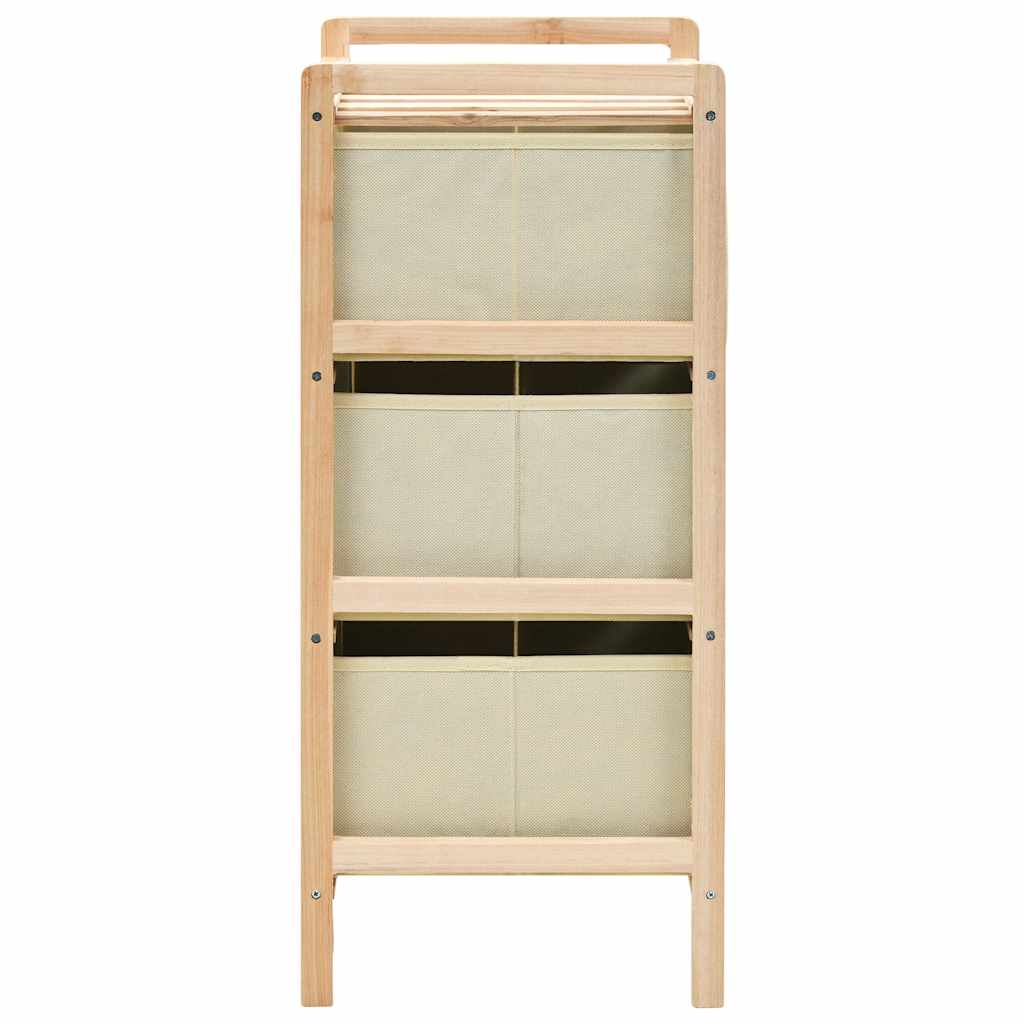 opbevaringsstativer med 3 stofkurve 2 stk. cedertræ beige