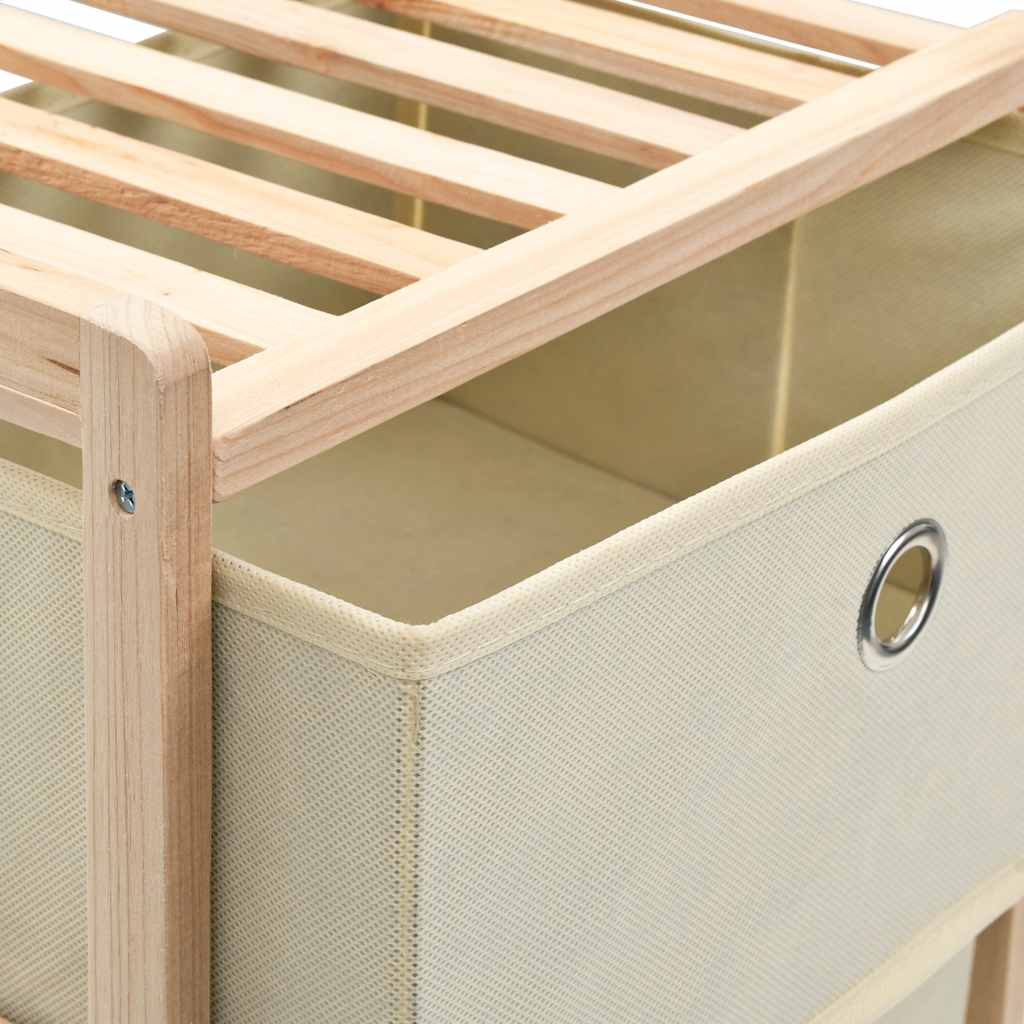 opbevaringsstativer med 3 stofkurve 2 stk. cedertræ beige