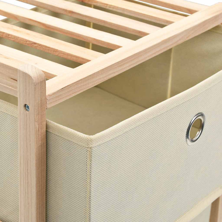 opbevaringsstativer med 3 stofkurve 2 stk. cedertræ beige