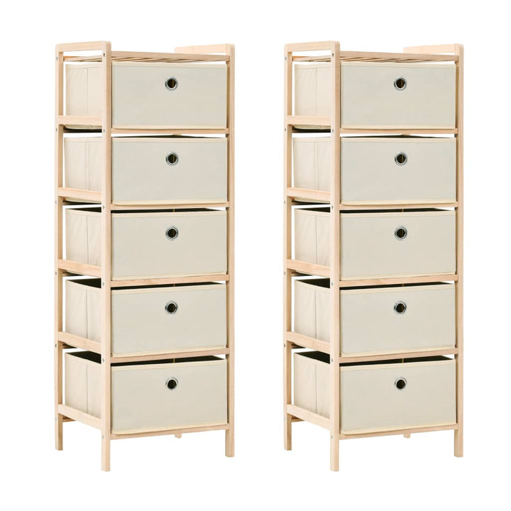 opbevaringsstativer med 5 stofkurve 2 stk. cedertræ beige