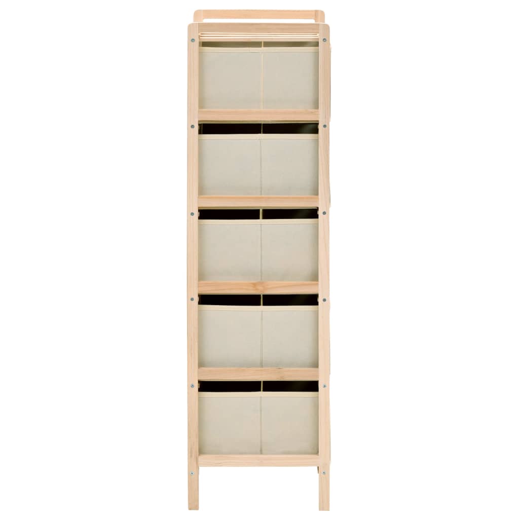 opbevaringsstativer med 5 stofkurve 2 stk. cedertræ beige