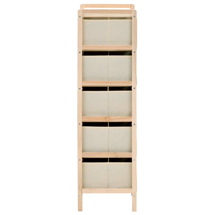 opbevaringsstativer med 5 stofkurve 2 stk. cedertræ beige