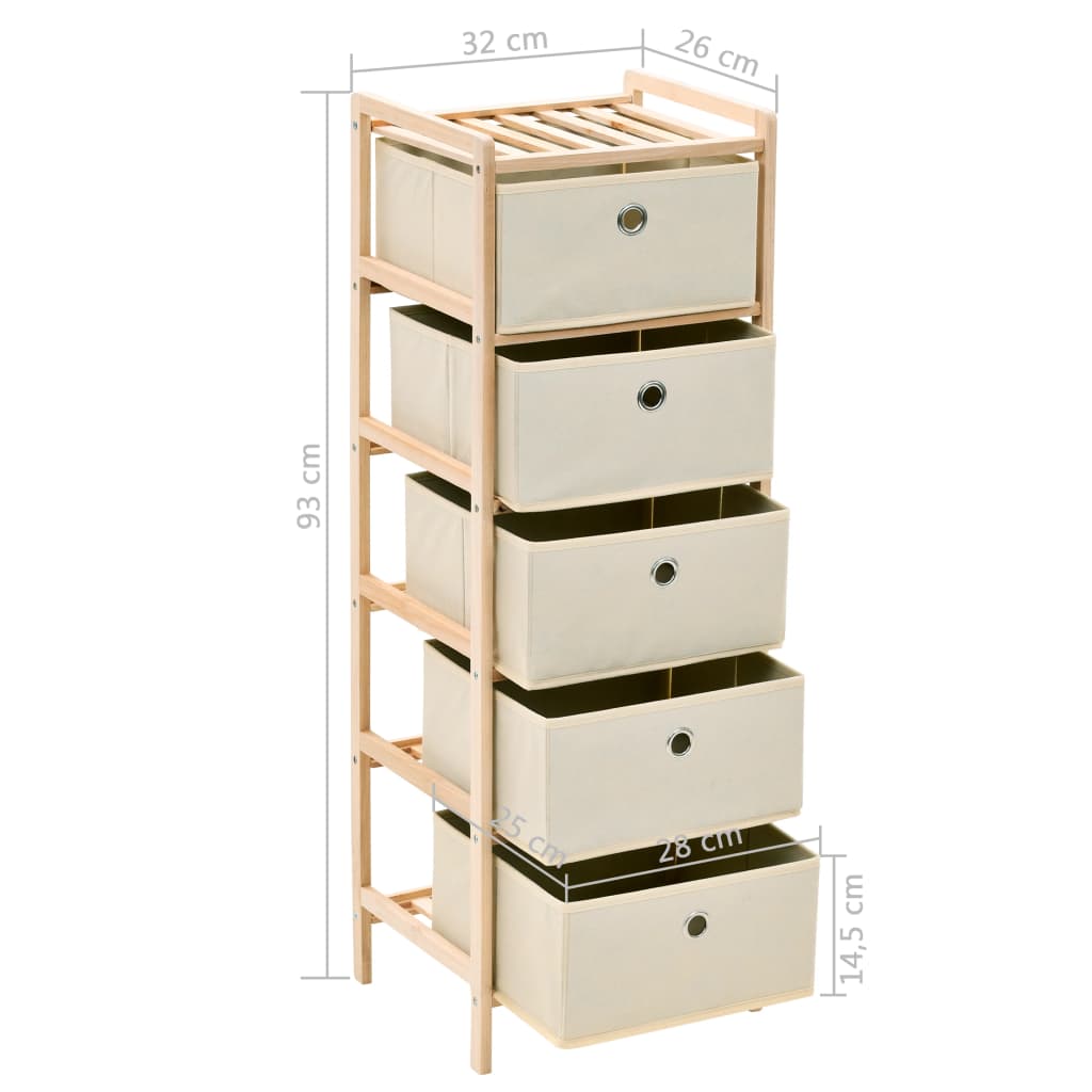 opbevaringsstativer med 5 stofkurve 2 stk. cedertræ beige