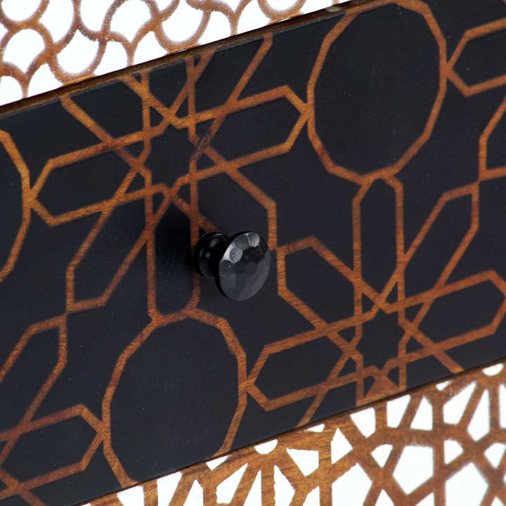 skænk med trykt mønster 90 x 30 x 70 cm massivt mangotræ