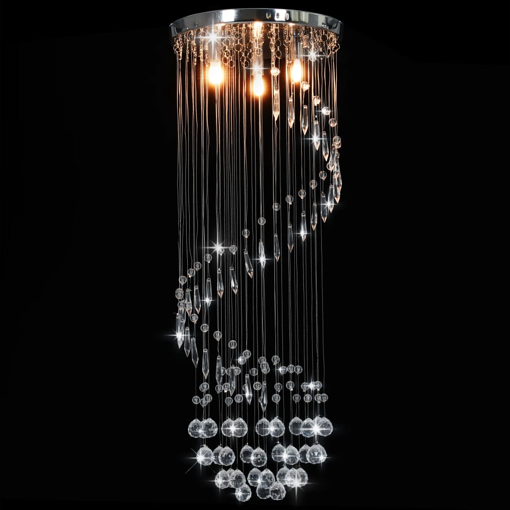 loftlampe med krystalperler spiralform G9 sølvfarvet