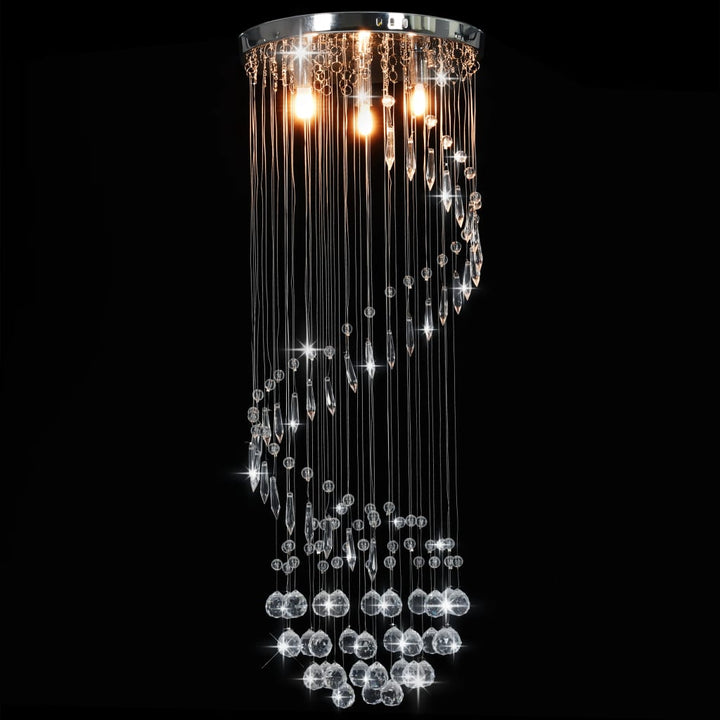 loftlampe med krystalperler spiralform G9 sølvfarvet