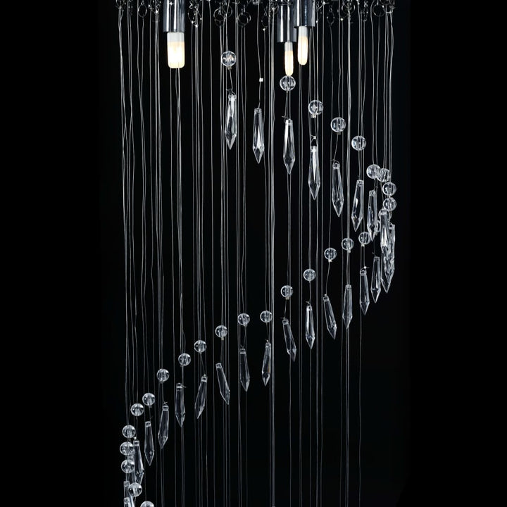 loftlampe med krystalperler spiralform G9 sølvfarvet