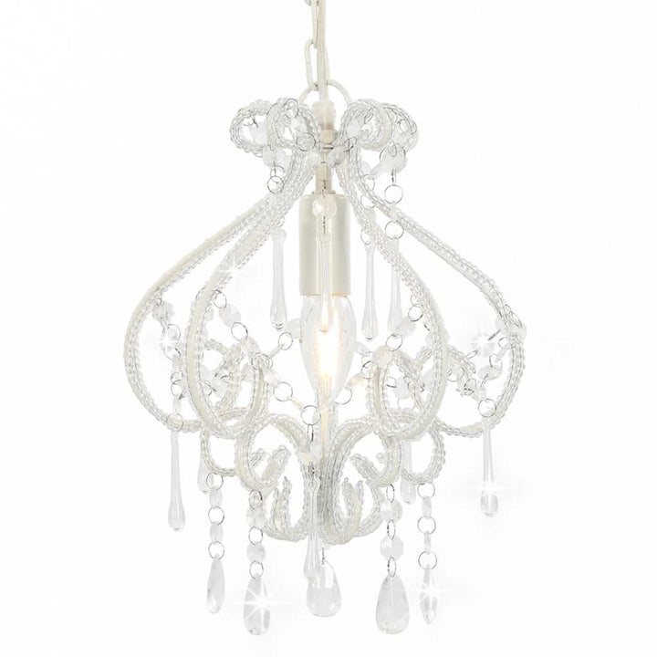 loftlampe med perler rund E14 hvid