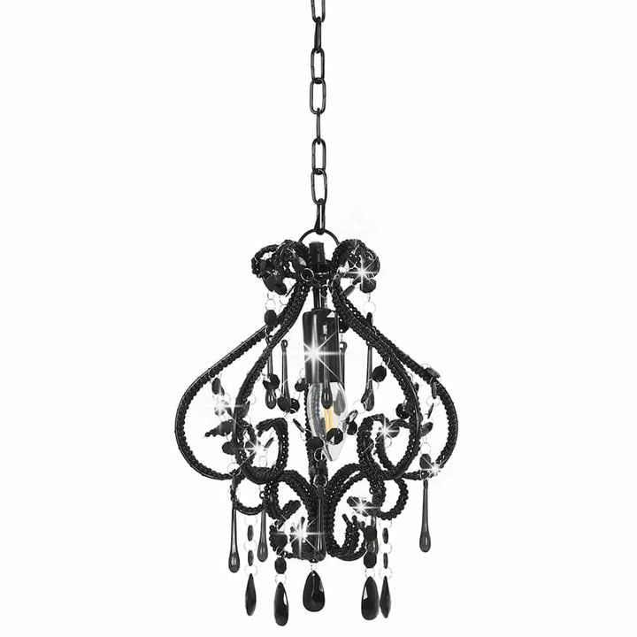 loftlampe med perler rund E14 sort
