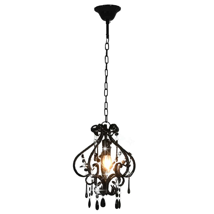 loftlampe med perler rund E14 sort