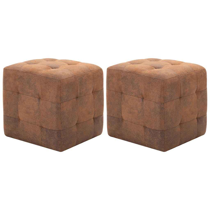 sengeskabe 2 stk. 30 x 30 x 30 cm imiteret ruskind brun