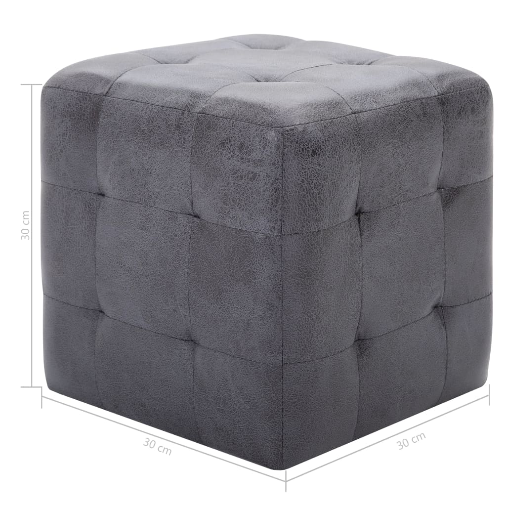 sengeskabe 2 stk. 30 x 30 x 30 cm imiteret ruskind grå