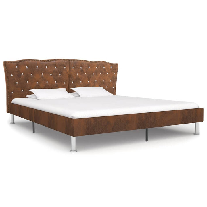 sengestel brun imiteret ruskind 180 x 200 cm