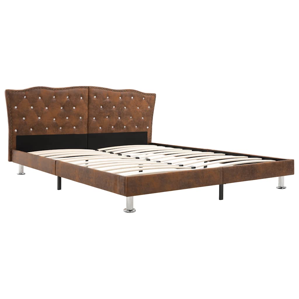 sengestel brun imiteret ruskind 180 x 200 cm