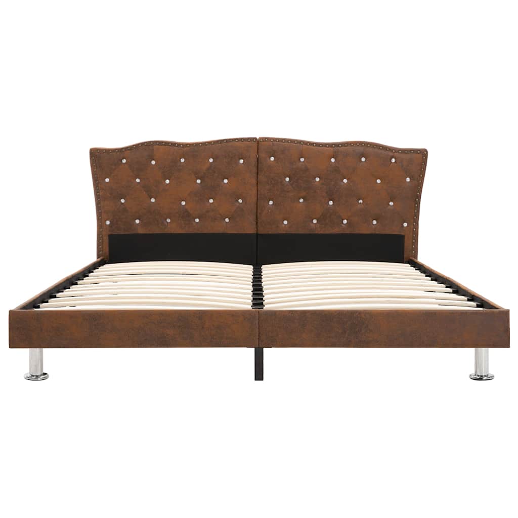 sengestel brun imiteret ruskind 180 x 200 cm