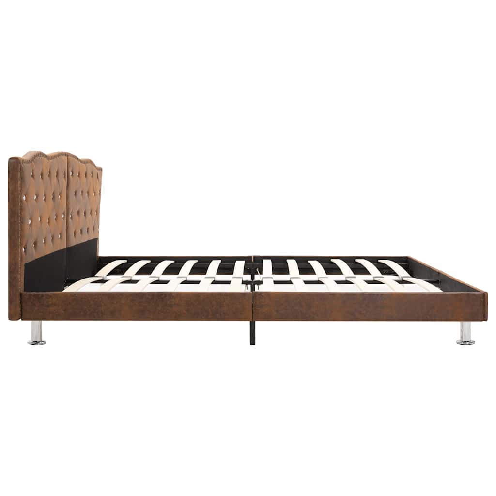 sengestel brun imiteret ruskind 180 x 200 cm