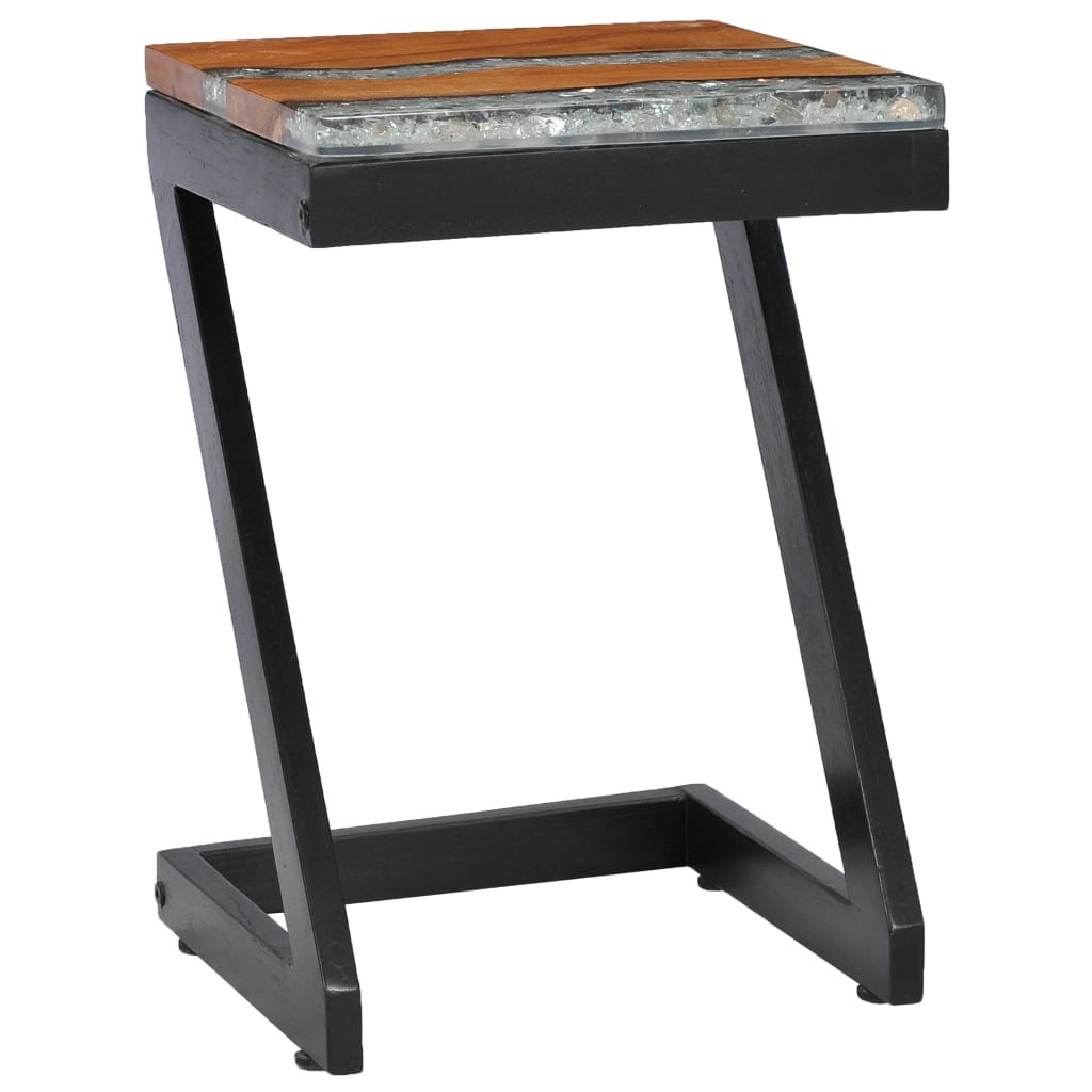 sofabord 30 x 30 x 50 cm massivt teaktræ og polyresin
