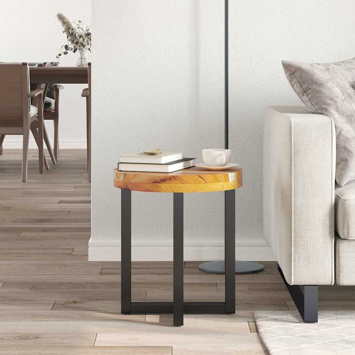 sofabord 40 x 45 cm massivt teaktræ og polyresin