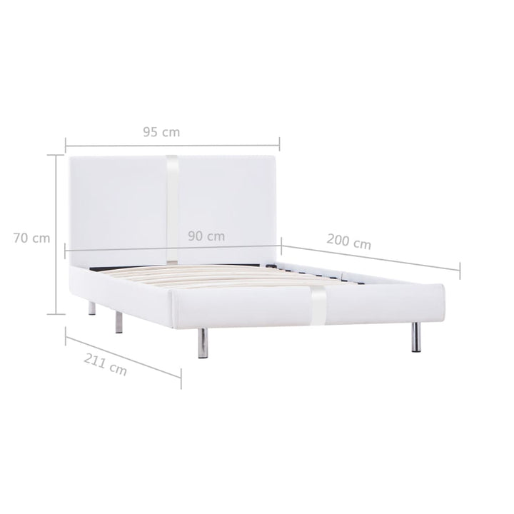 sengestel 90x200 cm hvid kunstlæder