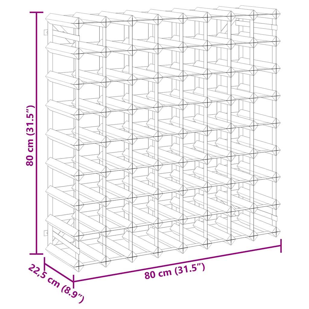 vinreol til 72 flasker massivt fyrretræ