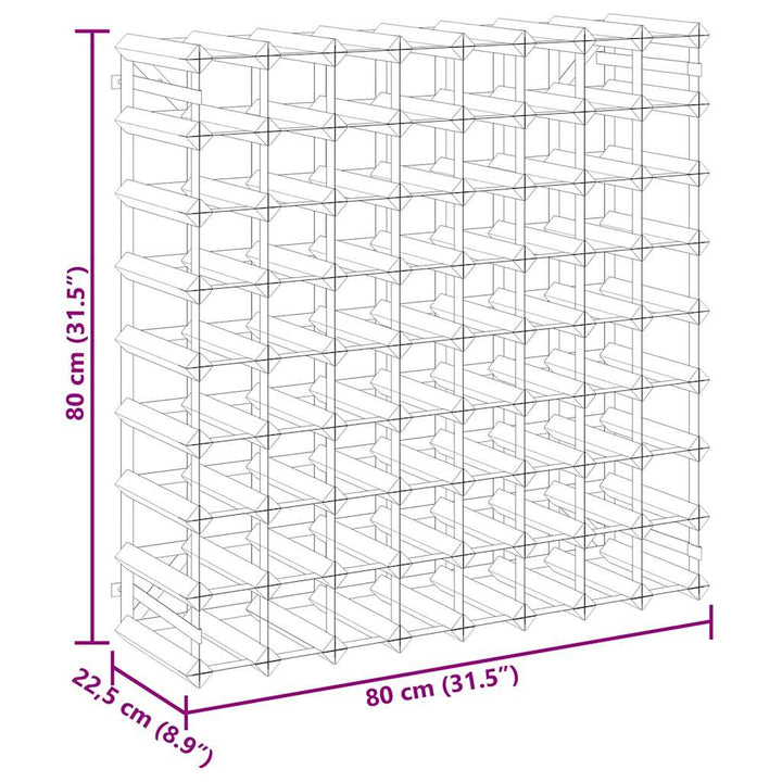 vinreol til 72 flasker massivt fyrretræ