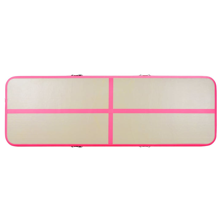 oppustelig gymnastikmåtte med pumpe 300 x 100 x 10 cm PVC Pink