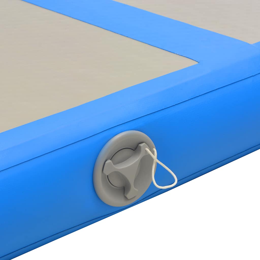 oppustelig gymnastikmåtte med pumpe 300 x 100 x 10 cm PVC blå