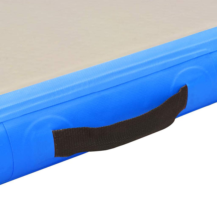 oppustelig gymnastikmåtte med pumpe 300 x 100 x 10 cm PVC blå