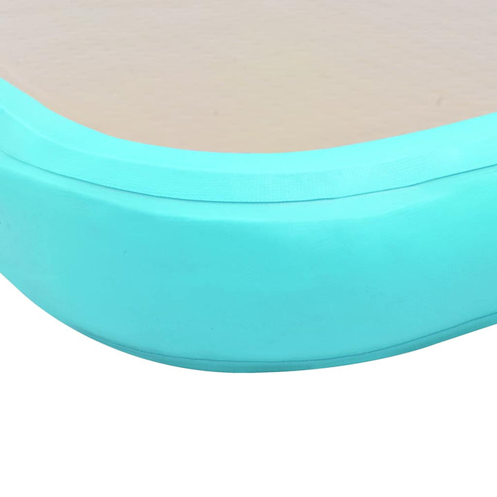 oppustelig gymnastikmåtte med pumpe 300 x 100 x 10 cm PVC grøn