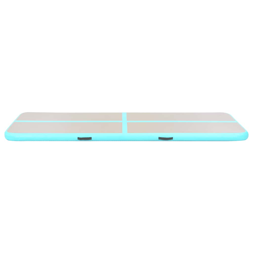 oppustelig gymnastikmåtte med pumpe 300 x 100 x 10 cm PVC grøn