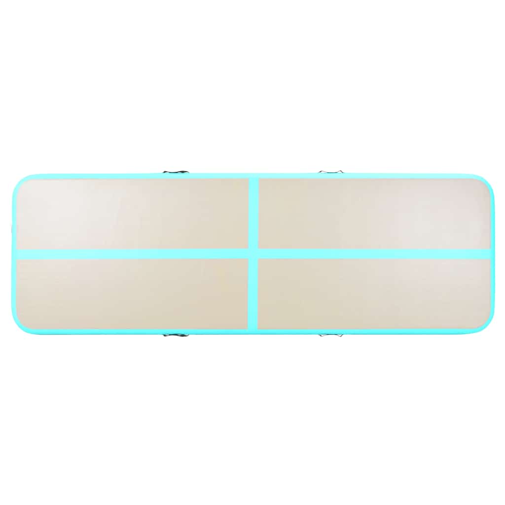 oppustelig gymnastikmåtte med pumpe 300 x 100 x 10 cm PVC grøn