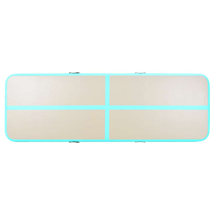 oppustelig gymnastikmåtte med pumpe 300 x 100 x 10 cm PVC grøn