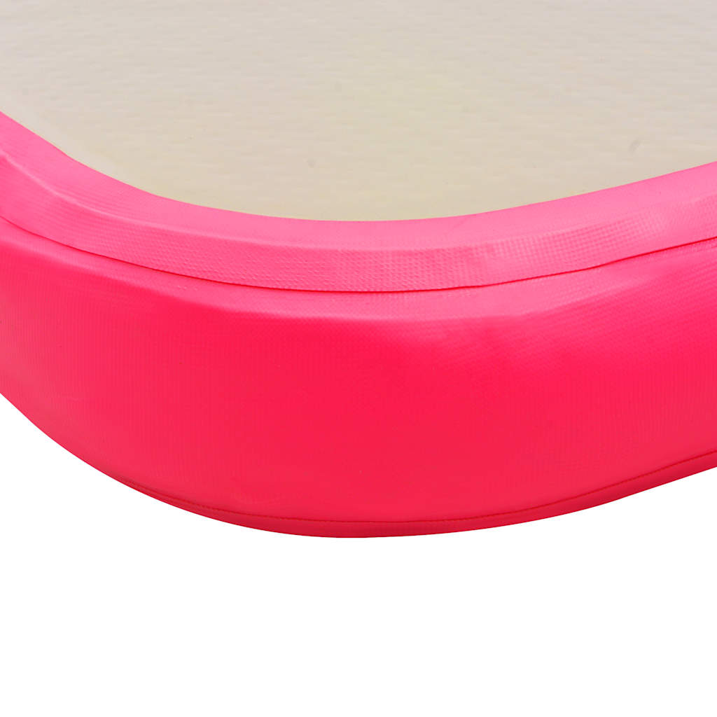 oppustelig gymnastikmåtte med pumpe 400 x 100 x 10 cm PVC pink